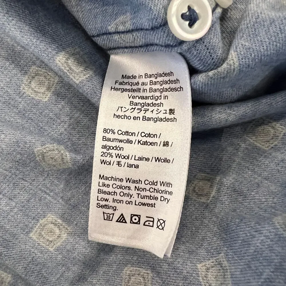 NWT J. Crew Men's Square Flower Blue/Green Cotton-Wool Challis 2 Pocket Shirt